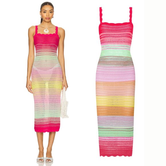 PQ Swim Other - PQ Swim Reese Crochet Cover-up Dress in Cranberry Multi